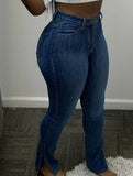 Baddie High Waist Side Slit Jeans