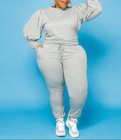 Ms. Lovely Puffy Sleeve Sweat Set