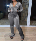 Ms. Lovely Cropped Jacket Track Pants Set