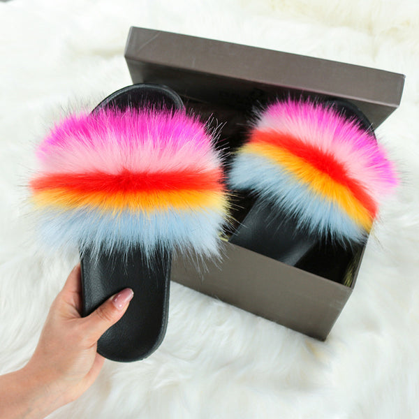 Sassy Faux Fur Slides